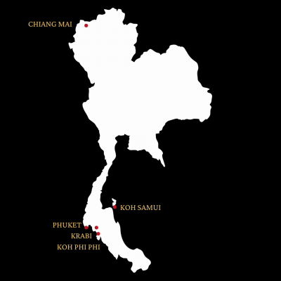 Map of Thailand with cities