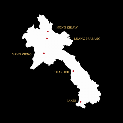 Map of Laos with cities